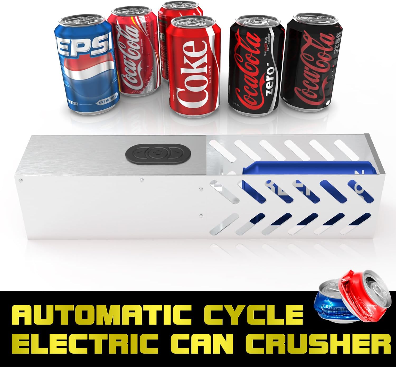 Electric Can Crusher for Recycling 12oz~16oz Cans, Automatic Can Crushers, Can Smasher for Recycling Wall Mounted, Can Crusher for Recycling for Aluminum Seltzer, Soda, Cola, Beer Cans
