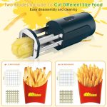 Electric French Fry Cutter, Automatic Potato Cutter Stainless Steel with 1/2 & 3/8 Inch Blade, Commercial and Household Potato Slicer, Vegetable Cutter, Use for Potato Carrot Apple
