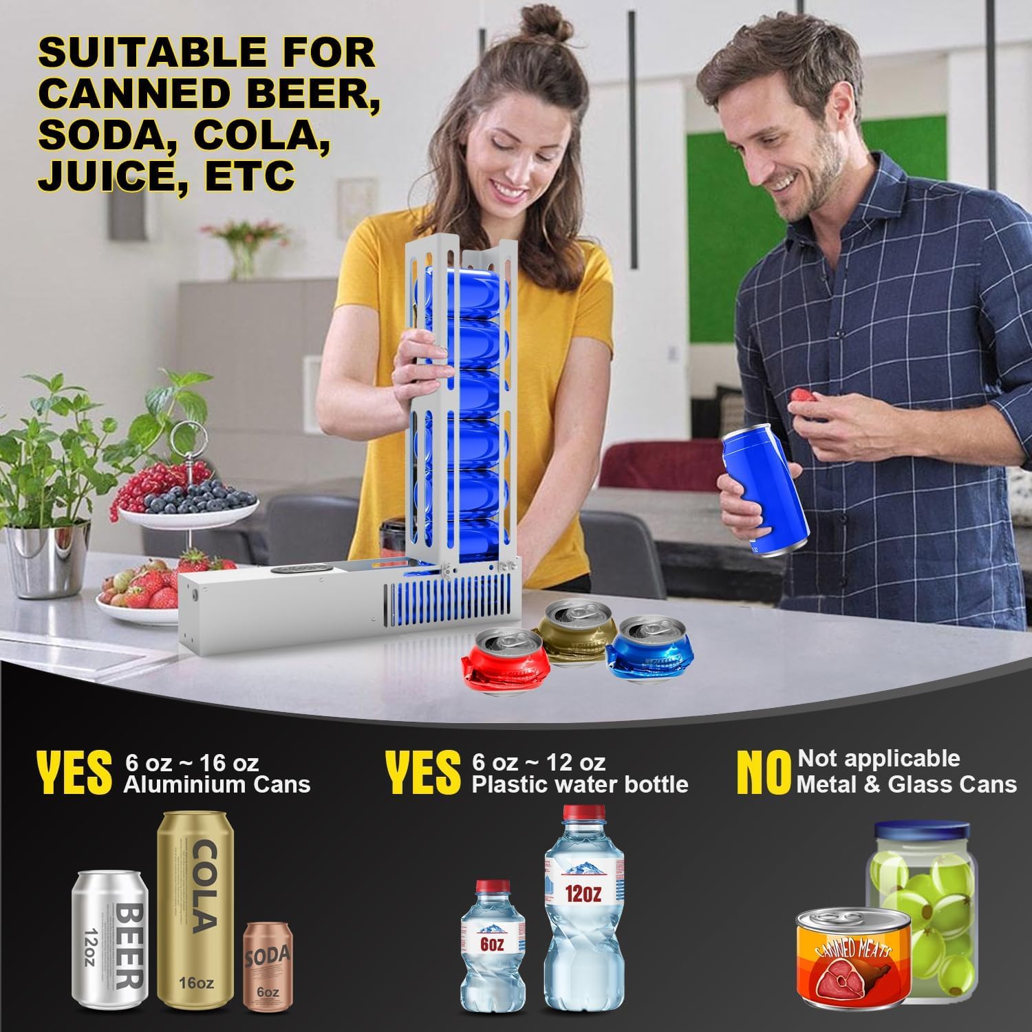 Electric Can Crusher, Automatic can crushers, 6oz&12oz&16oz Aluminum can electric crushers, Can fill 8 cans at a time, Cans Trash compactor, Heavy-Duty crusher for Aluminum Soda, Beer, Cola Cans