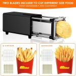 Electric French Fry Cutter, French fries cutter with 1/2 & 3/8 Inch blade, Automatic potato cutter, Professional commercial and household potato slicer, use for potato, carrot, apple (Black)