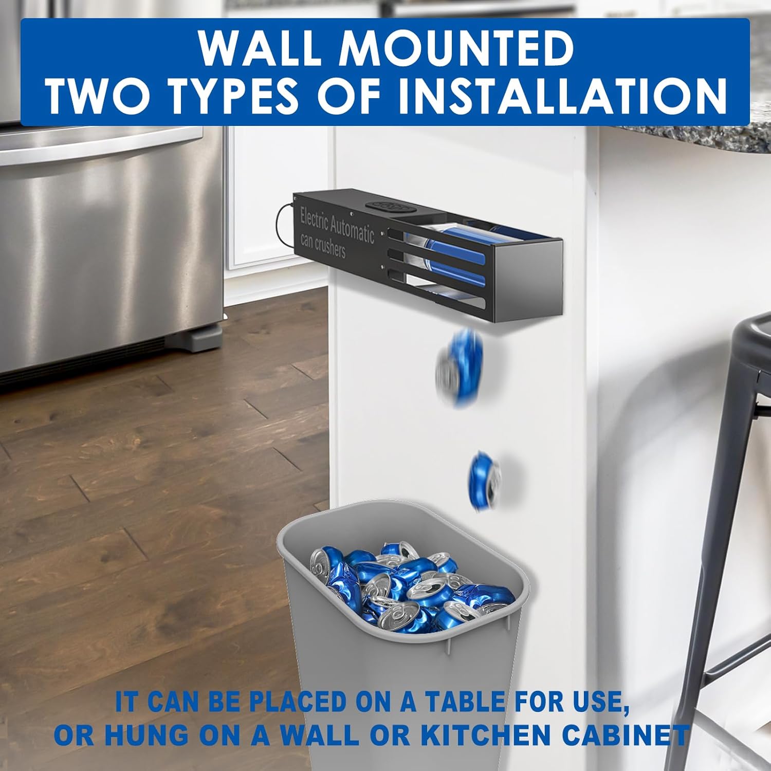 Automatic Can Crusher, Electric Can Crushers Wall Mounted, Heavy Duty Can Smasher for Recycling 12oz&16oz Aluminum Seltzer, Soda, Beer Cans and Plastic Bottles, House Warming Gifts New Home