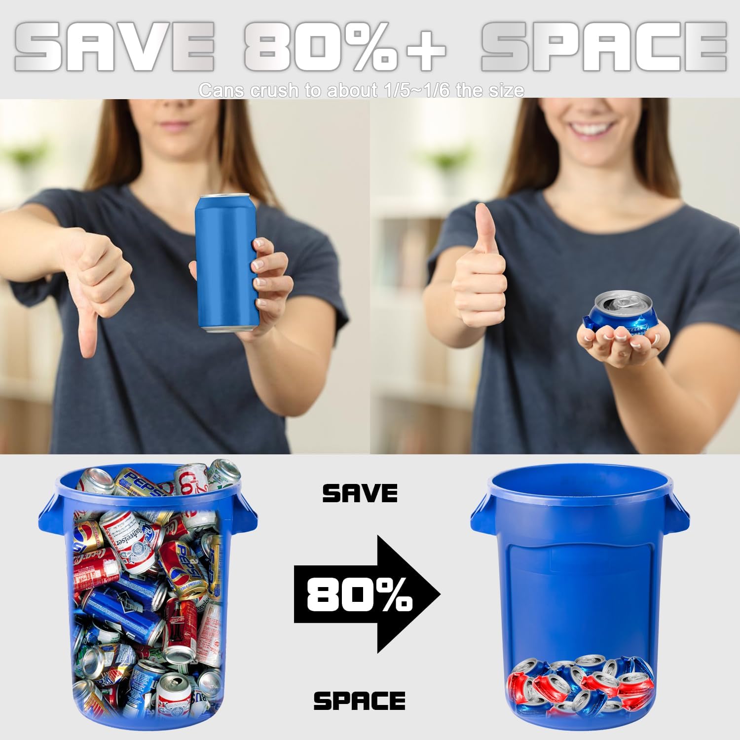 Automatic Electric Can Crusher, Electric can crushers for recycling 8oz 12oz & 16oz cans, Can fill 8 cans at a time, Automaticcan crusher for recycling Aluminum Seltzer, Cola, Beer Cans