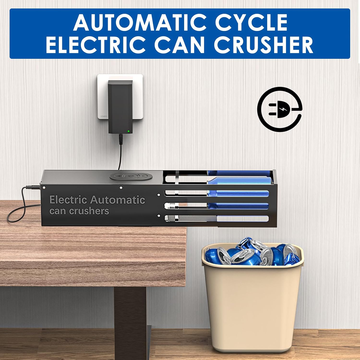 Automatic Can Crusher, Electric Can Crushers Wall Mounted, Heavy Duty Can Smasher for Recycling 12oz&16oz Aluminum Seltzer, Soda, Beer Cans and Plastic Bottles, House Warming Gifts New Home