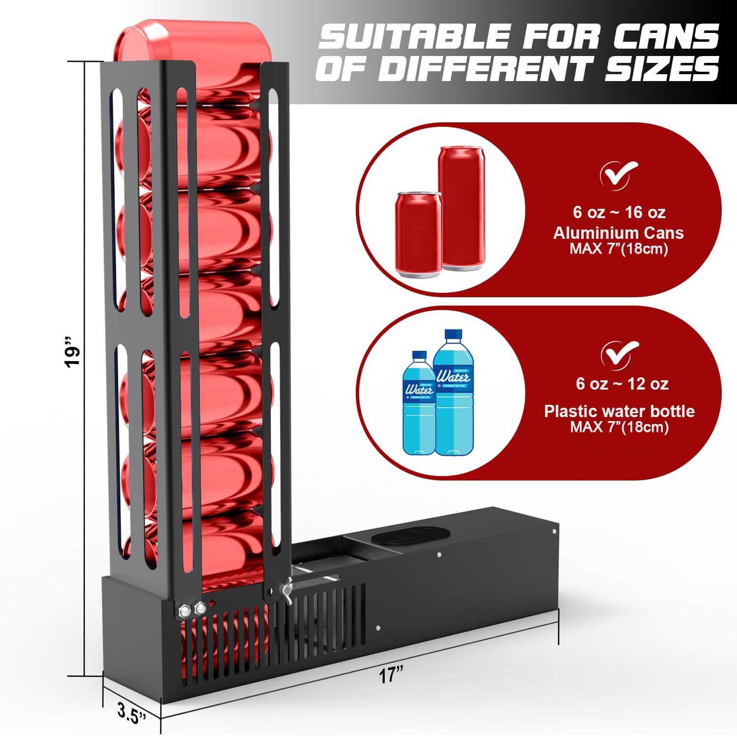 Electric Can Crusher, 12oz&16oz Automatic Can Crusher, Can Fill 8 Cans at a Time, Automatic Can Eject, Heavy Duty Can Crushers for Recycling Aluminum Seltzer, Cola, Beer Cans